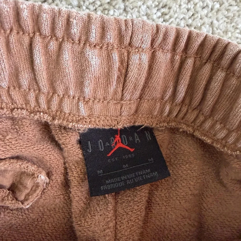 Jordan Flight Sweatpants Mens Medium Brown Tie Dye Terry Joggers Elastic Waist